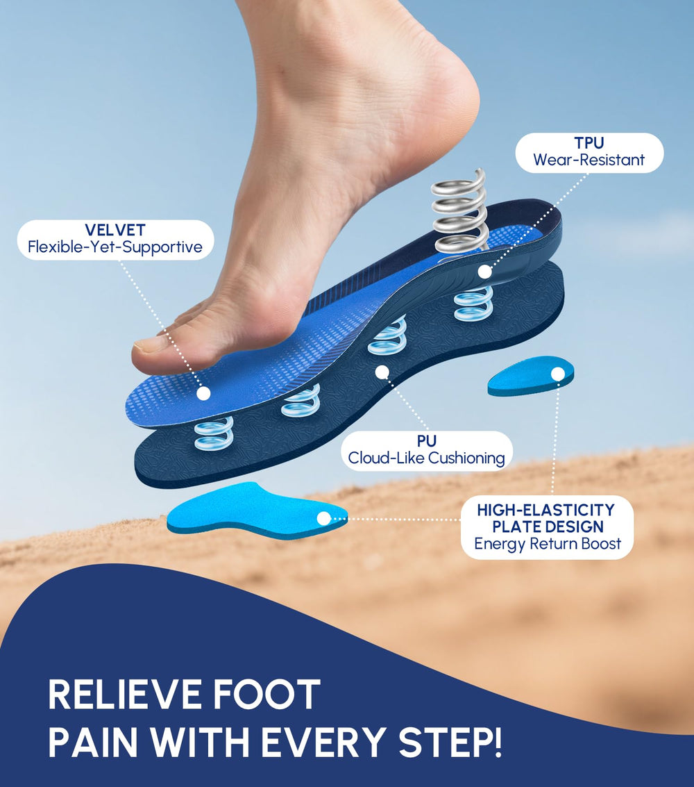 Cloudflo insoles showcase breathable velvet top keeping feet fresh after long wear.