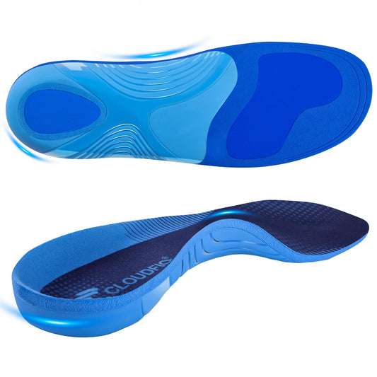 Cloudflo plantar fasciitis insoles in a shoe offer targeted arch support for daily comfort.