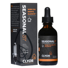 CLYOR Seasonal37 bottle front highlights natural herbs for quick cold relief and vocal ease.