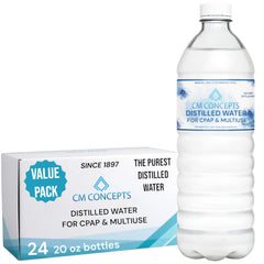 CM Concepts premium vapor distilled water case front, ideal for CPAP use and travel.