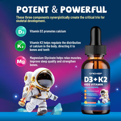 CnCHEF D3K2 kids label detail emphasizes product transparency and dosage information.