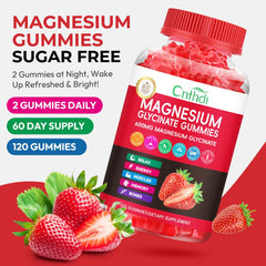 CNFHDI magnesium glycinate gummies strawberry flavor image showcases vegan friendly formulation.