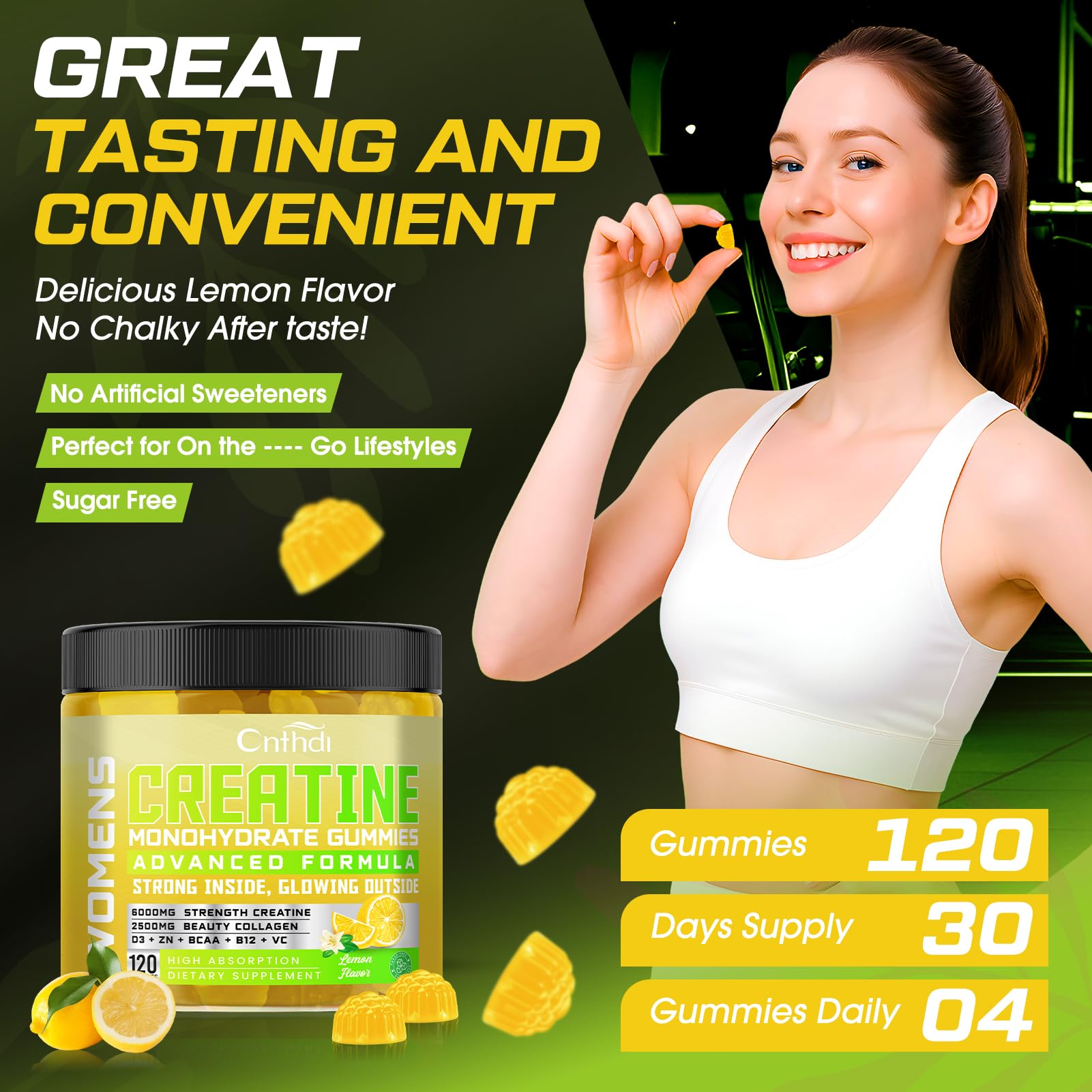 CNFHDI Creatine Gummies vegan formula using plant-based pectin.