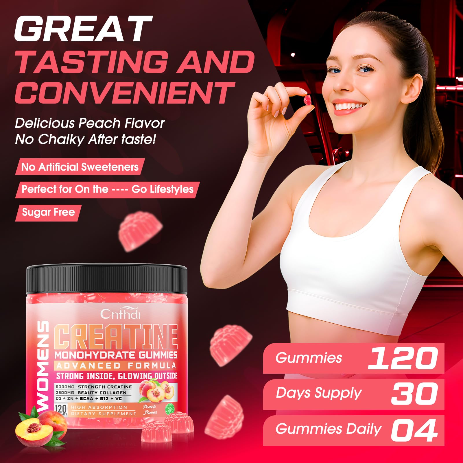 CNFHDI travel-friendly gummy bottle ready for workouts.