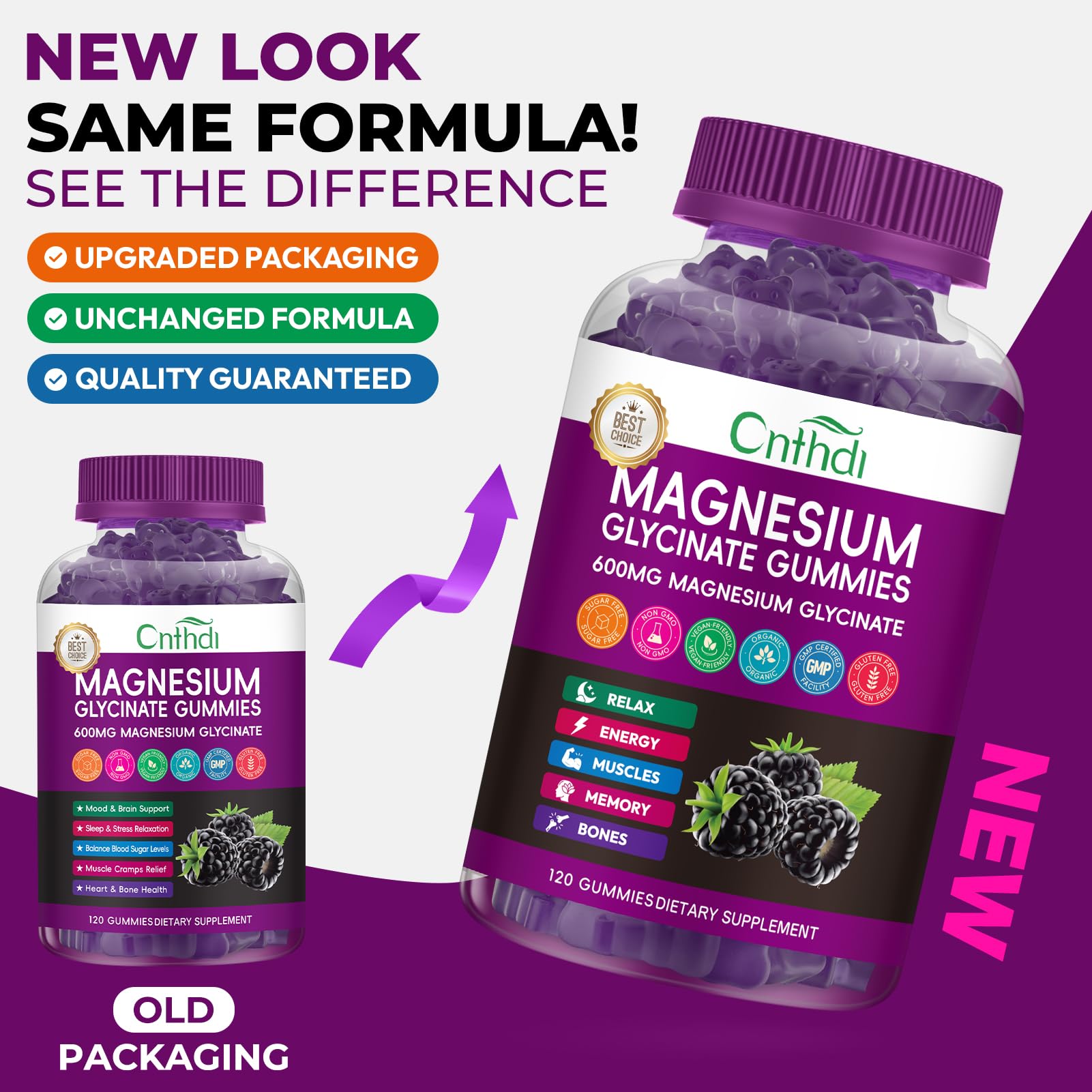 CNFHDI blackberry-flavored gummies, digestion-friendly with black pepper extract.