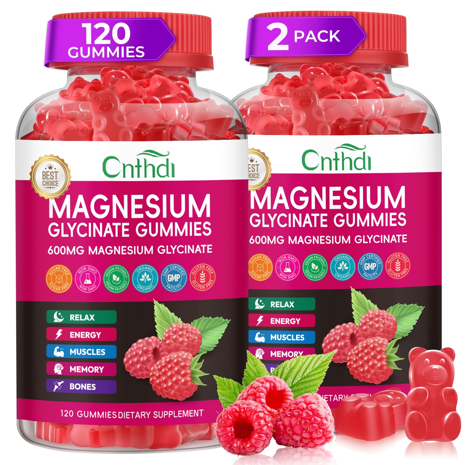 CNFHDI magnesium glycinate gummies bottle for daily relaxation