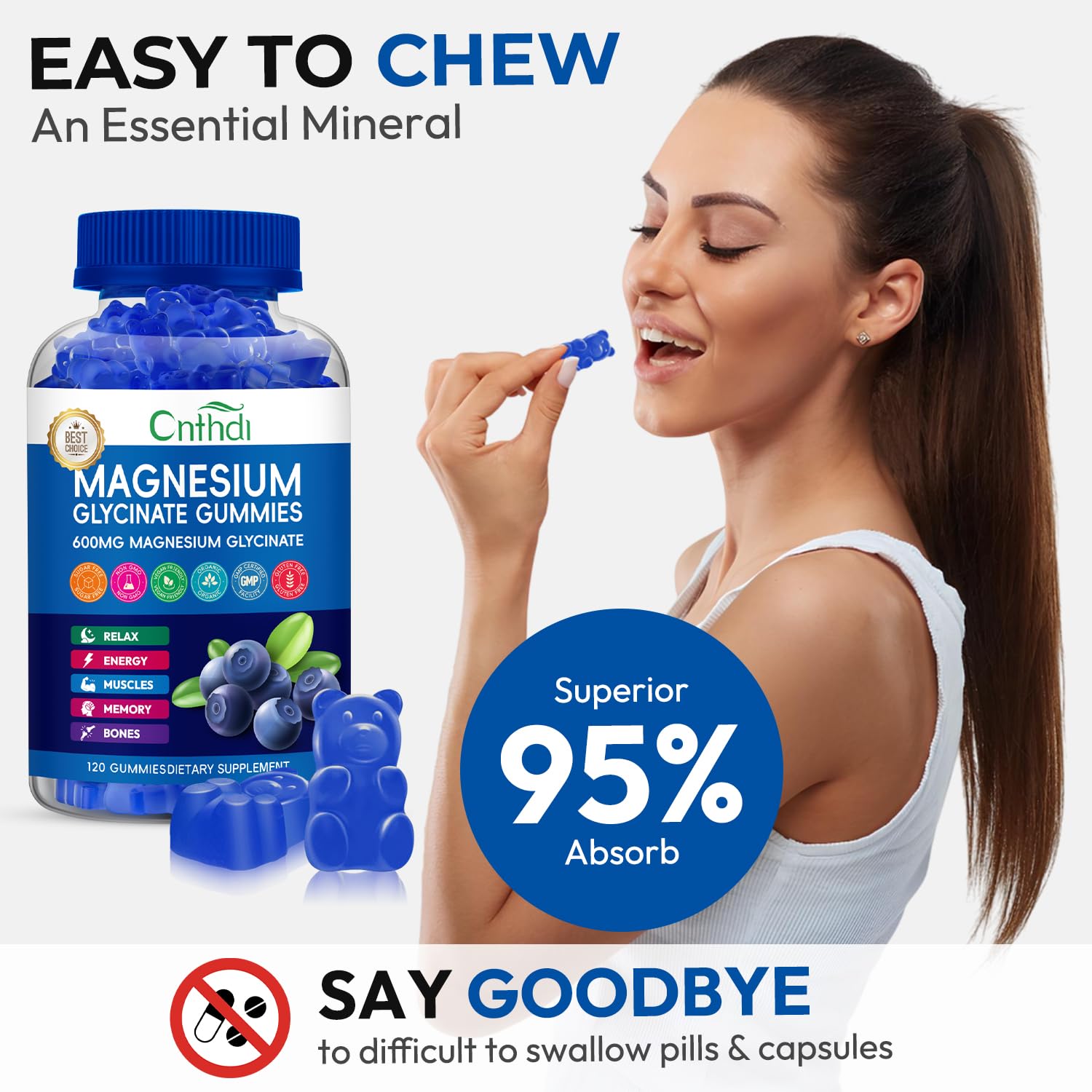 CNFHDI blueberry-flavored gummies, appealing chewables for adults and kids.