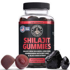 Coach Soak Shilajit Gummies raspberry-watermelon bottle for easy daily energy and focus