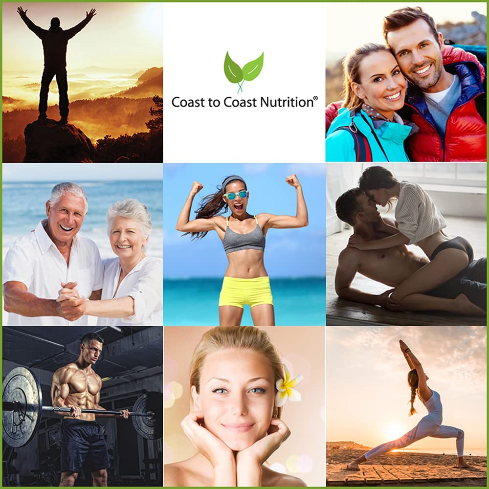 Dosing guide image hints at a simple daily routine with Coast to Coast Nutrition.
