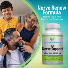 Coast to Coast Nutrition Nerve Support capsules closeup with 650 mg Alpha Lipoic Acid