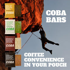 COBA on-the-go lifestyle shot shows a bar in a gym bag.