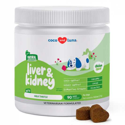 Coco and Luna Milk Thistle for Dogs bottle supports liver and kidney wellness.