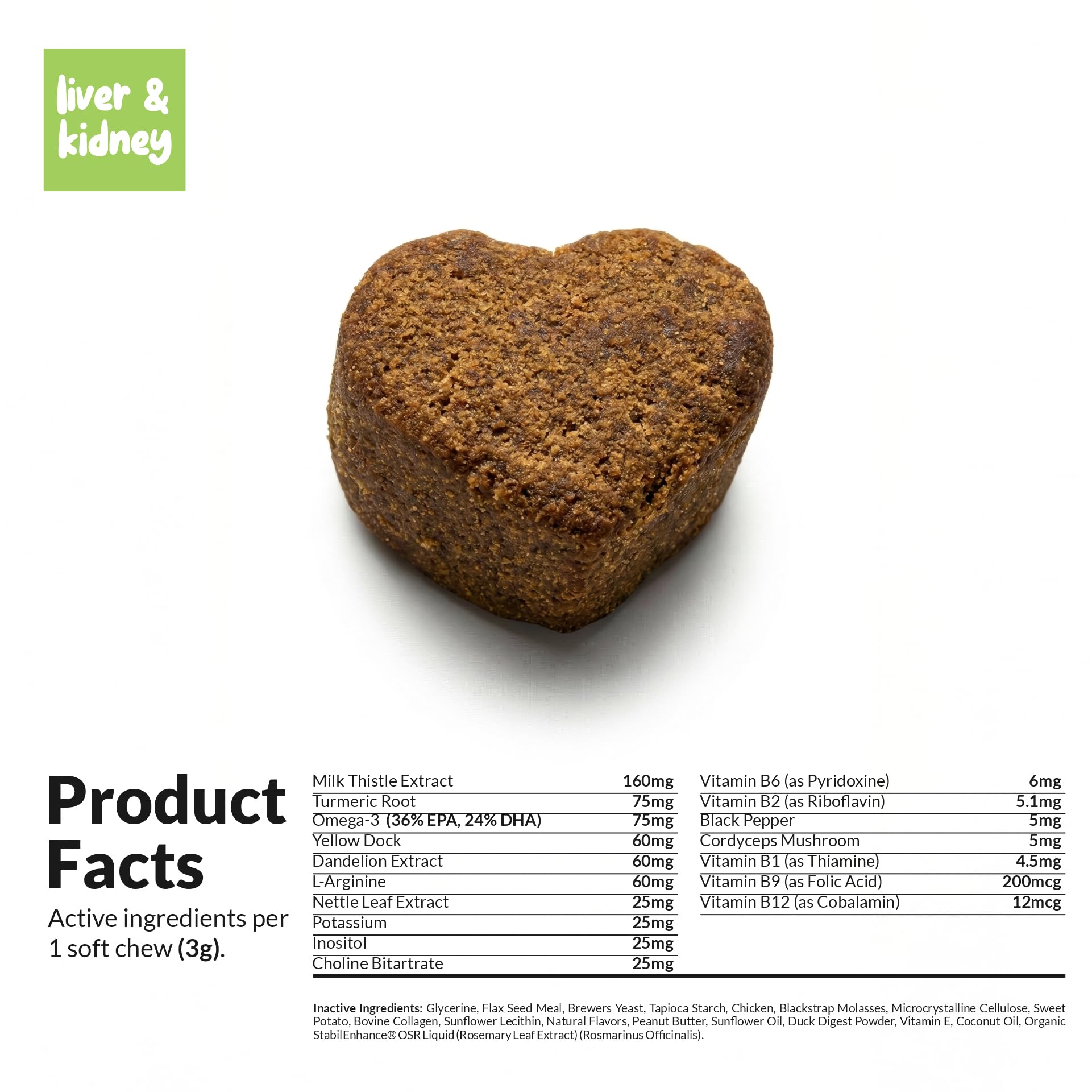 Nutrition facts panel shows serving size and ingredients.