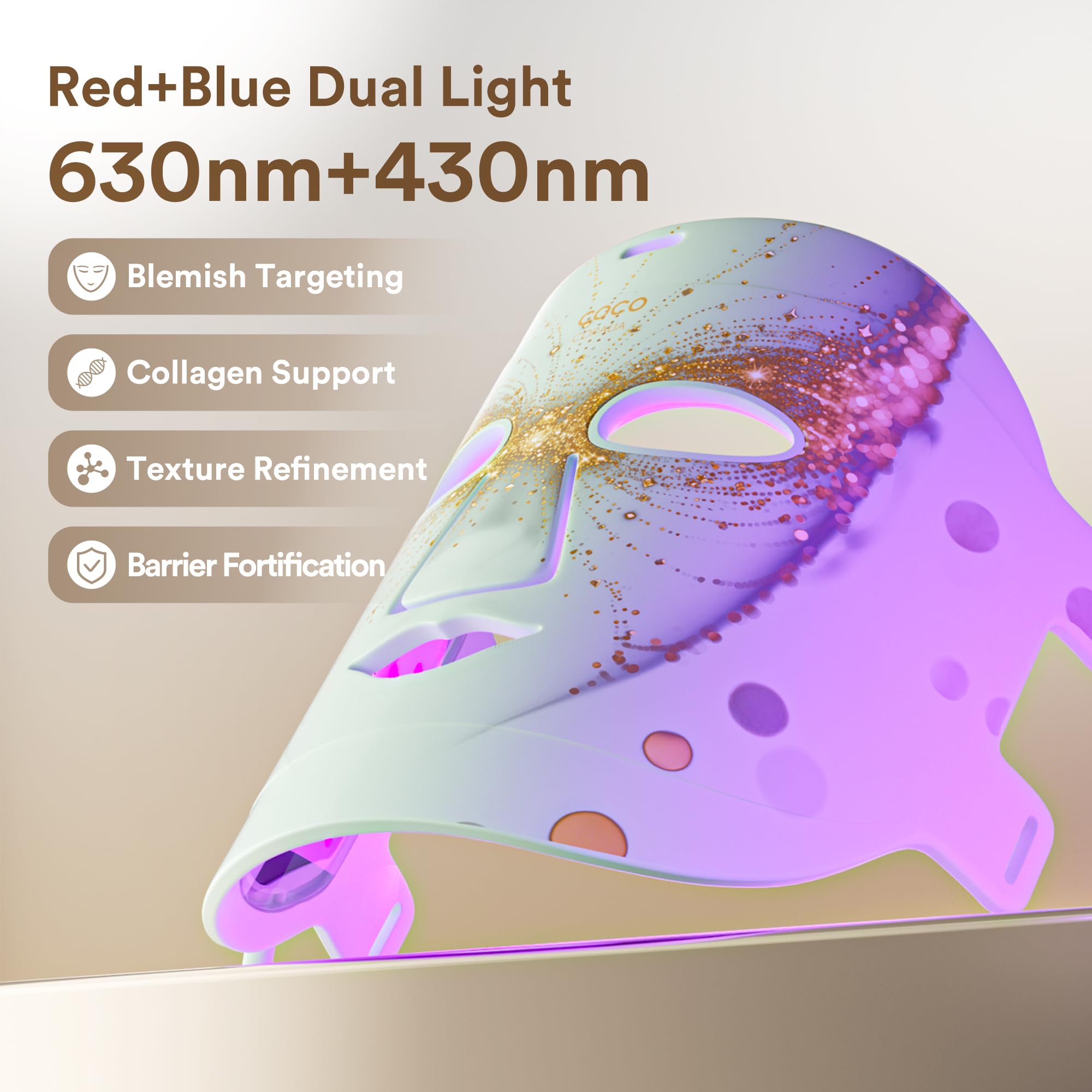 COCO CORALIA portable LED mask tucked in a gym bag for travel