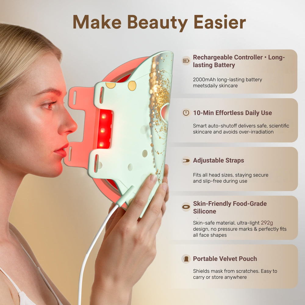 COCO CORALIA rechargeable LED mask ideal for travel and on-the-go sessions