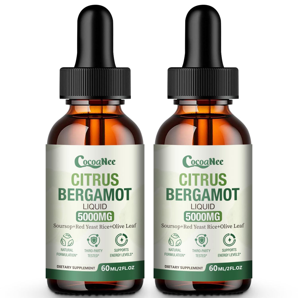 CocoaNee Citrus Bergamot liquid drops bottle for daily use and potential cholesterol balance.