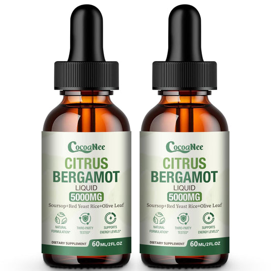 CocoaNee Citrus Bergamot liquid drops bottle for daily use and potential cholesterol balance.