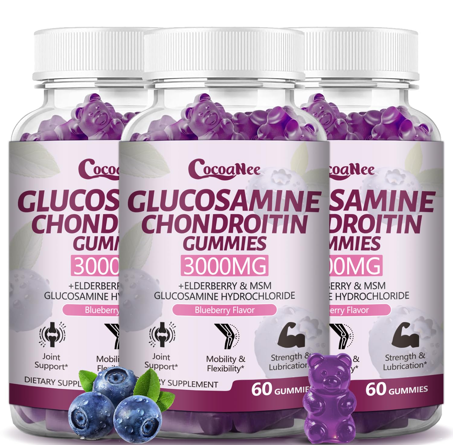 CocoaNee glucosamine chondroitin gummies bottle for daily joint support.
