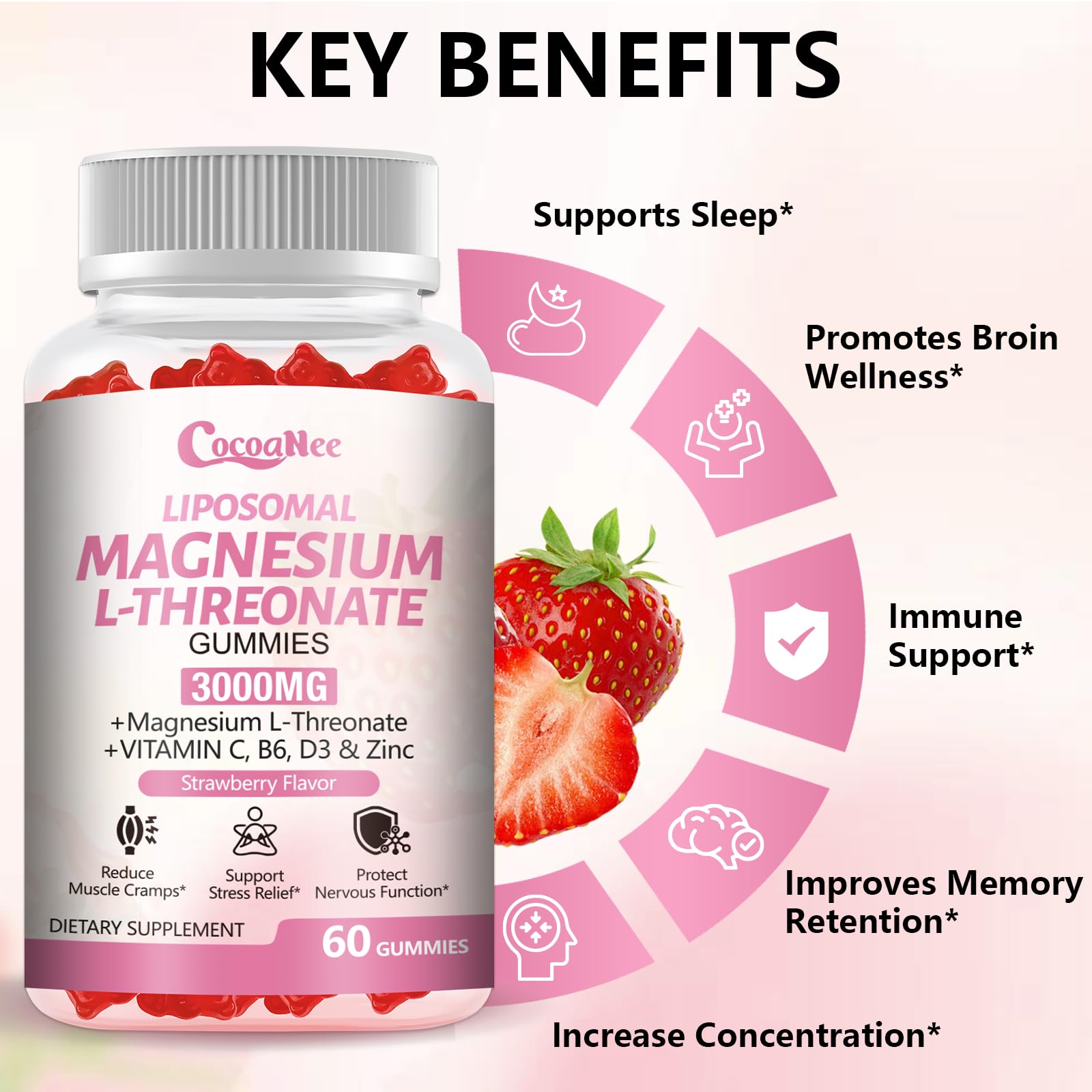 CocoaNee vitamin C, B, D3, and zinc blend label implies complementary nutrients.
