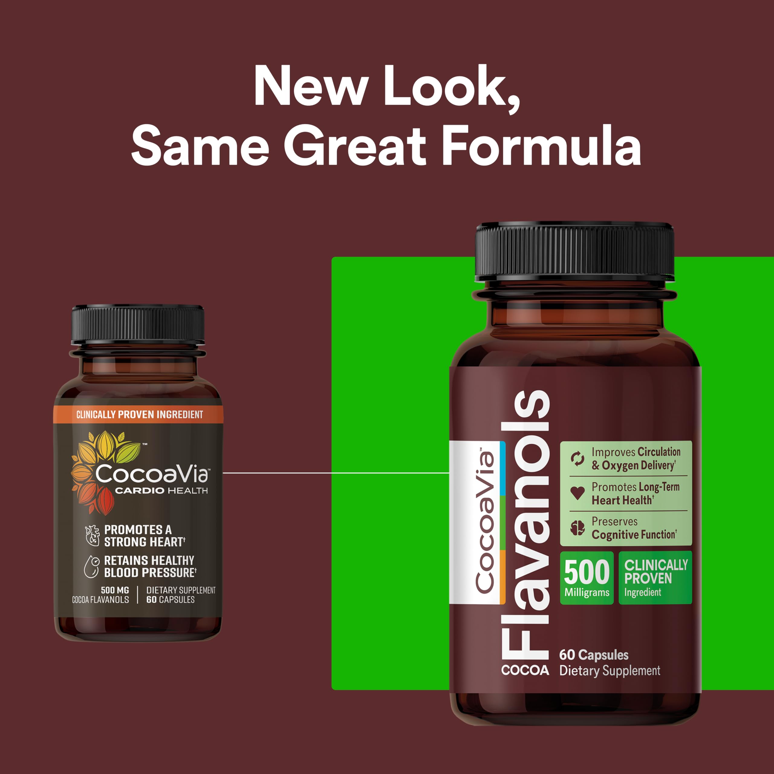 CocoaVia capsules closeup showing vegan-friendly supplement form
