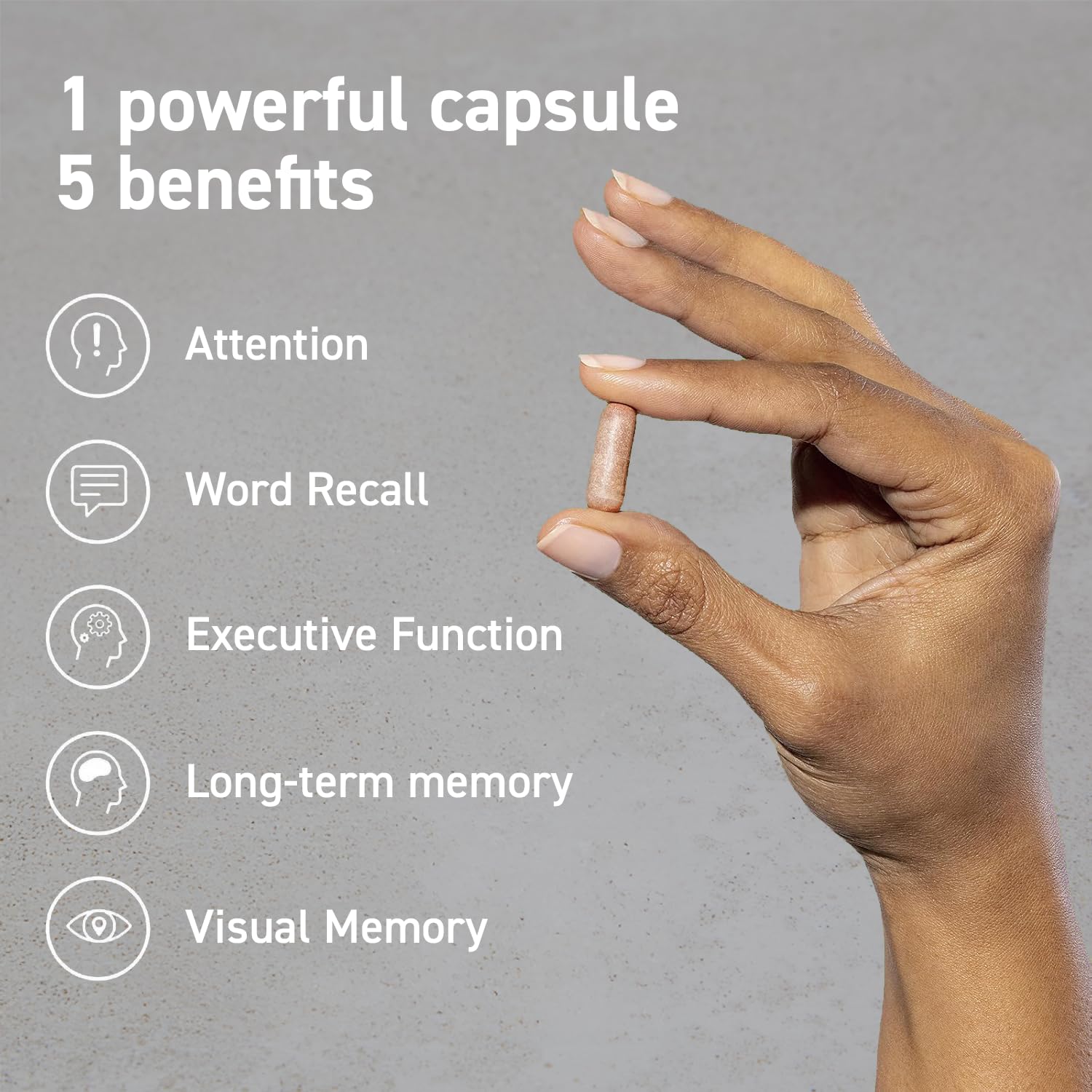CocoaVia Memory & Focus bottle front view for convenient daily routine.