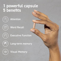 CocoaVia Memory & Focus bottle front view for convenient daily routine.