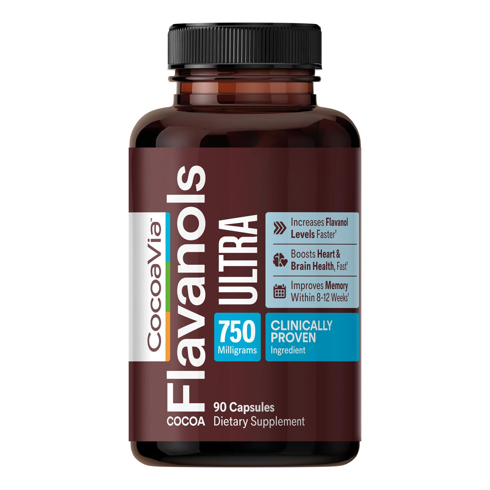 CocoaVia Ultra 750mg bottle front signals heart and brain support