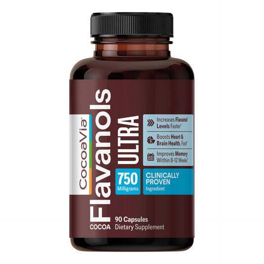 CocoaVia Ultra 750mg bottle front signals heart and brain support