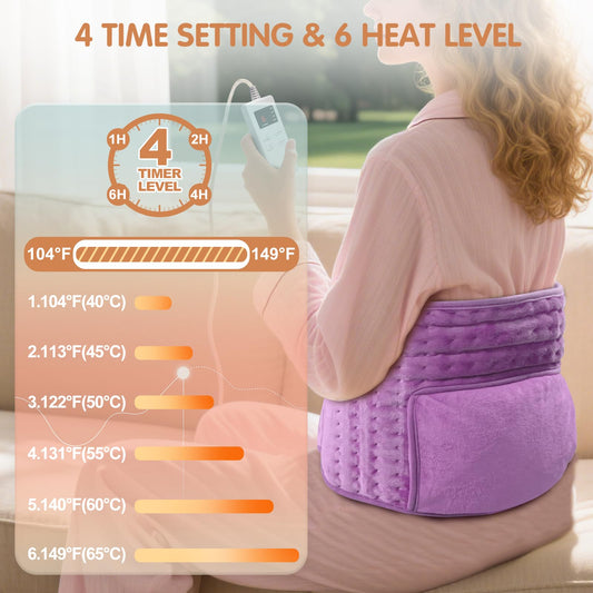 COCOBELA wrap-around belt demonstrates hands-free use for targeted cramps or back warmth.