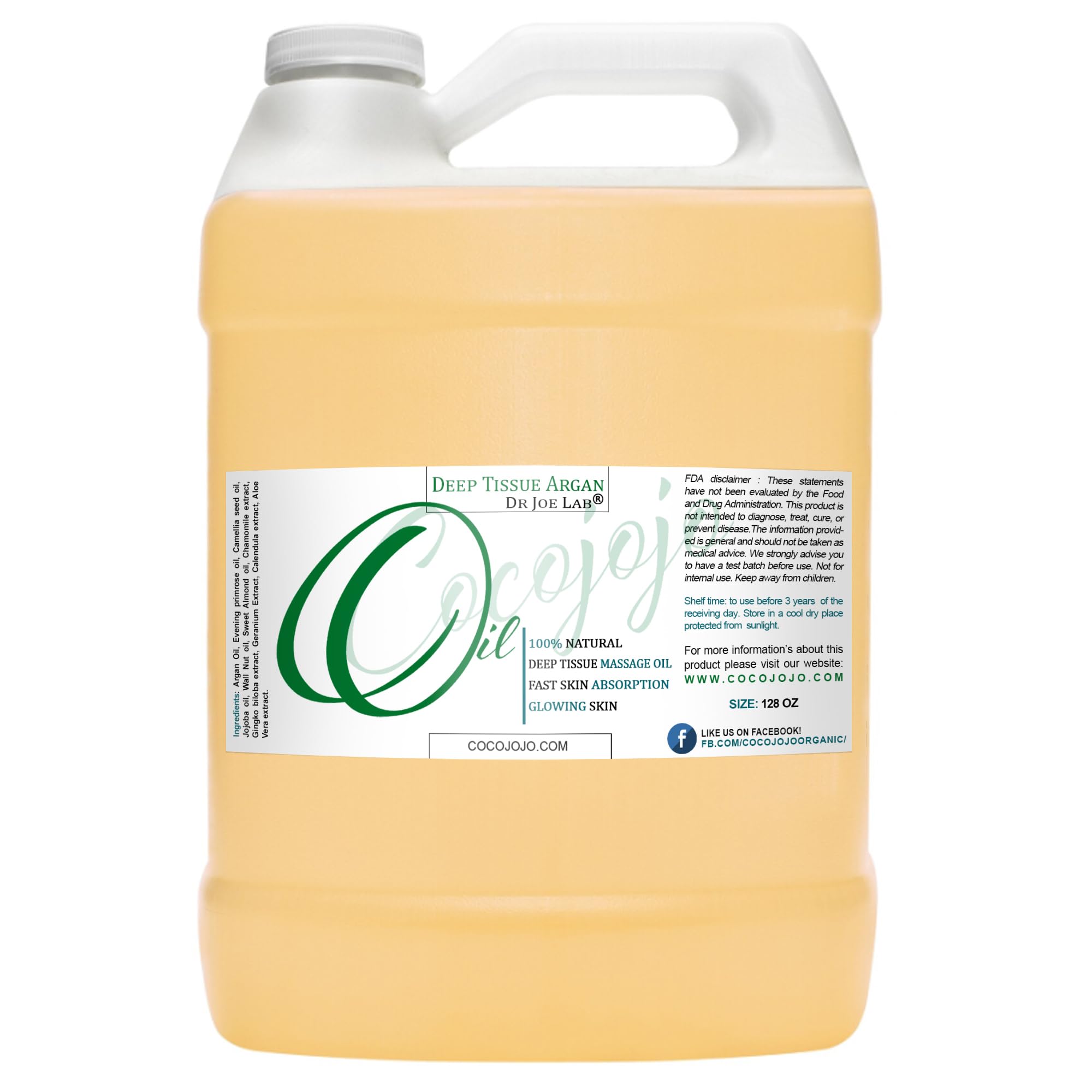 Cocojojo Deep Tissue Massage Oil bottle for bulk use during professional or home massages.