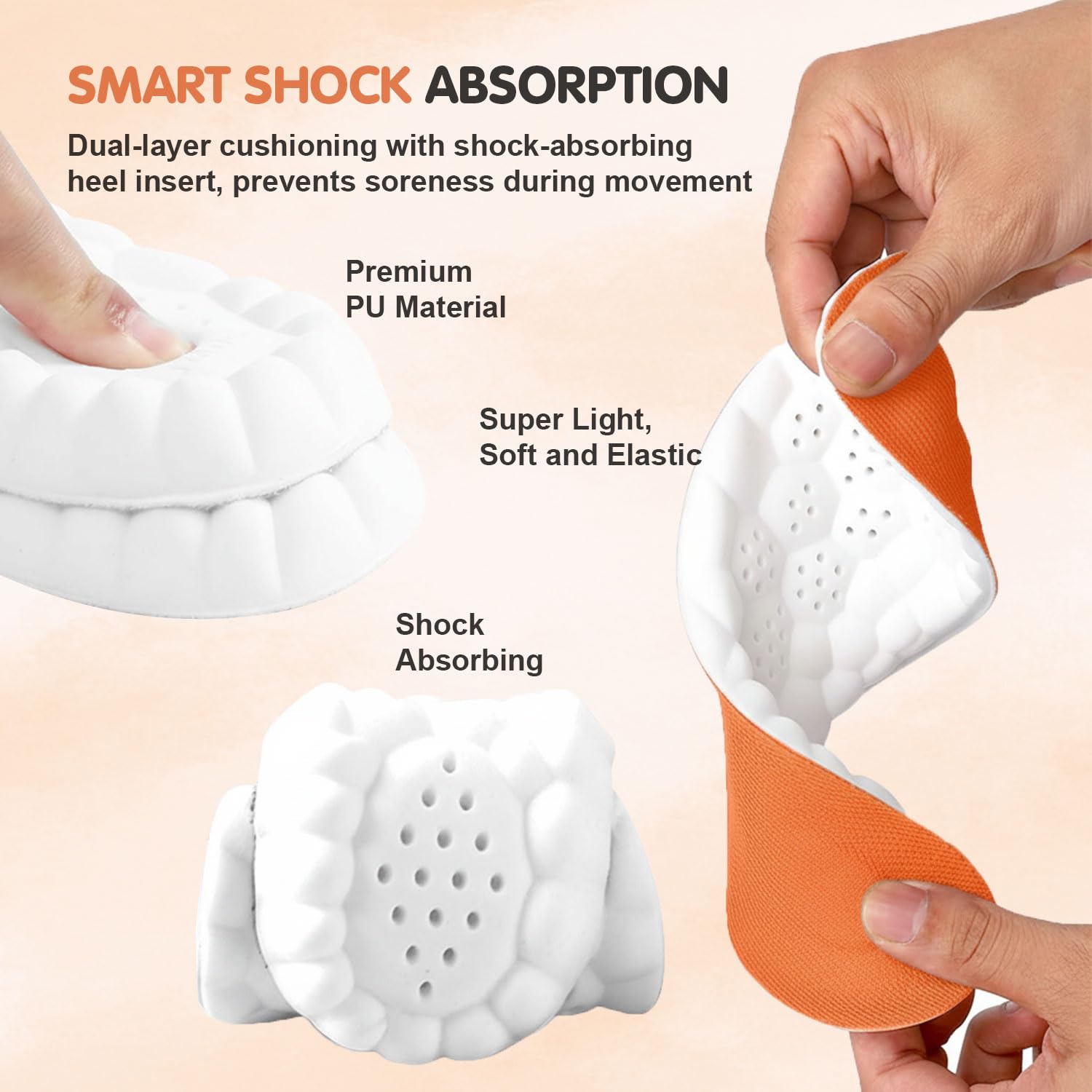 Cocwaus Steppers arch-support insoles with deep heel cup stabilize posture.