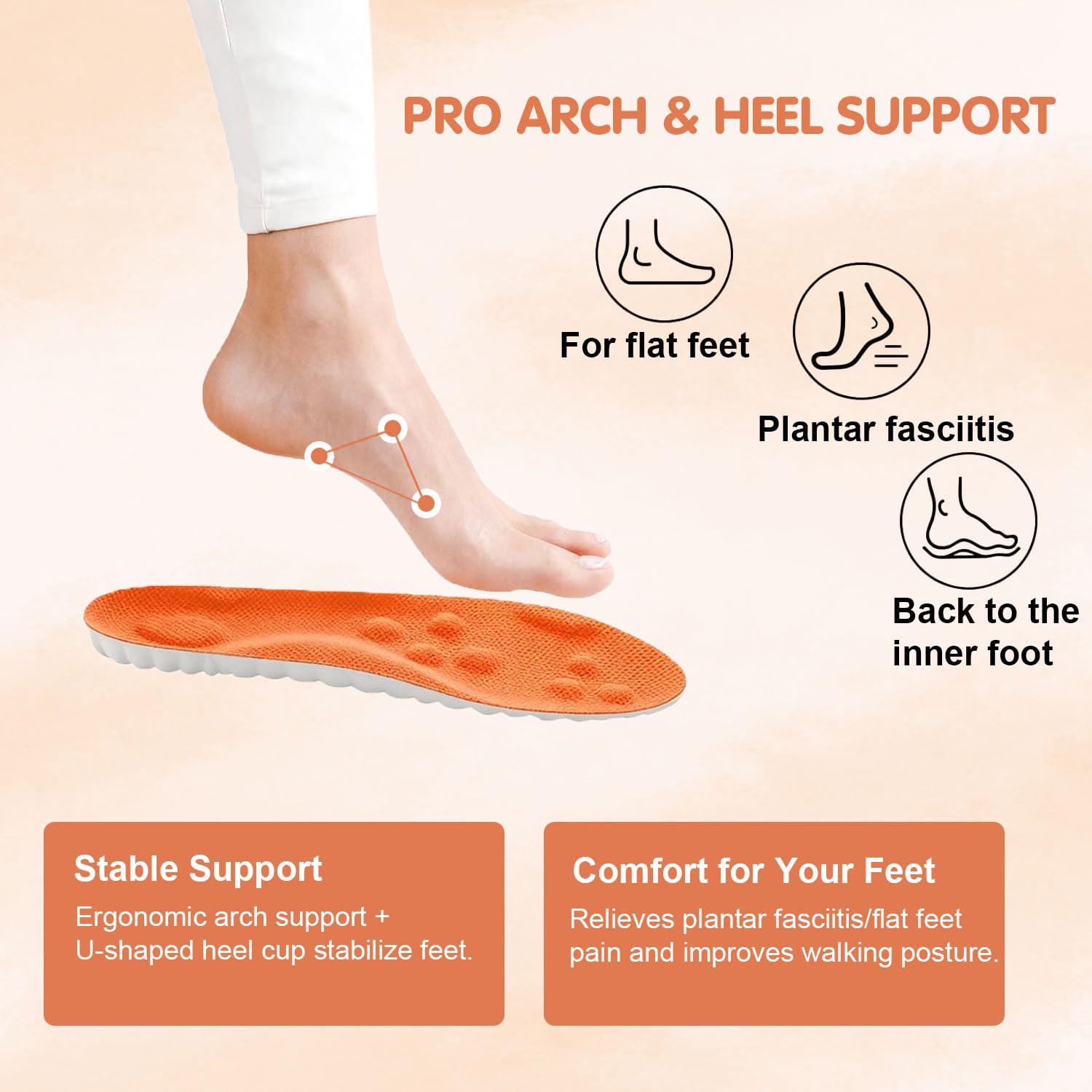 Cocwaus Steppers unisex durable insoles for all-day comfort in any footwear