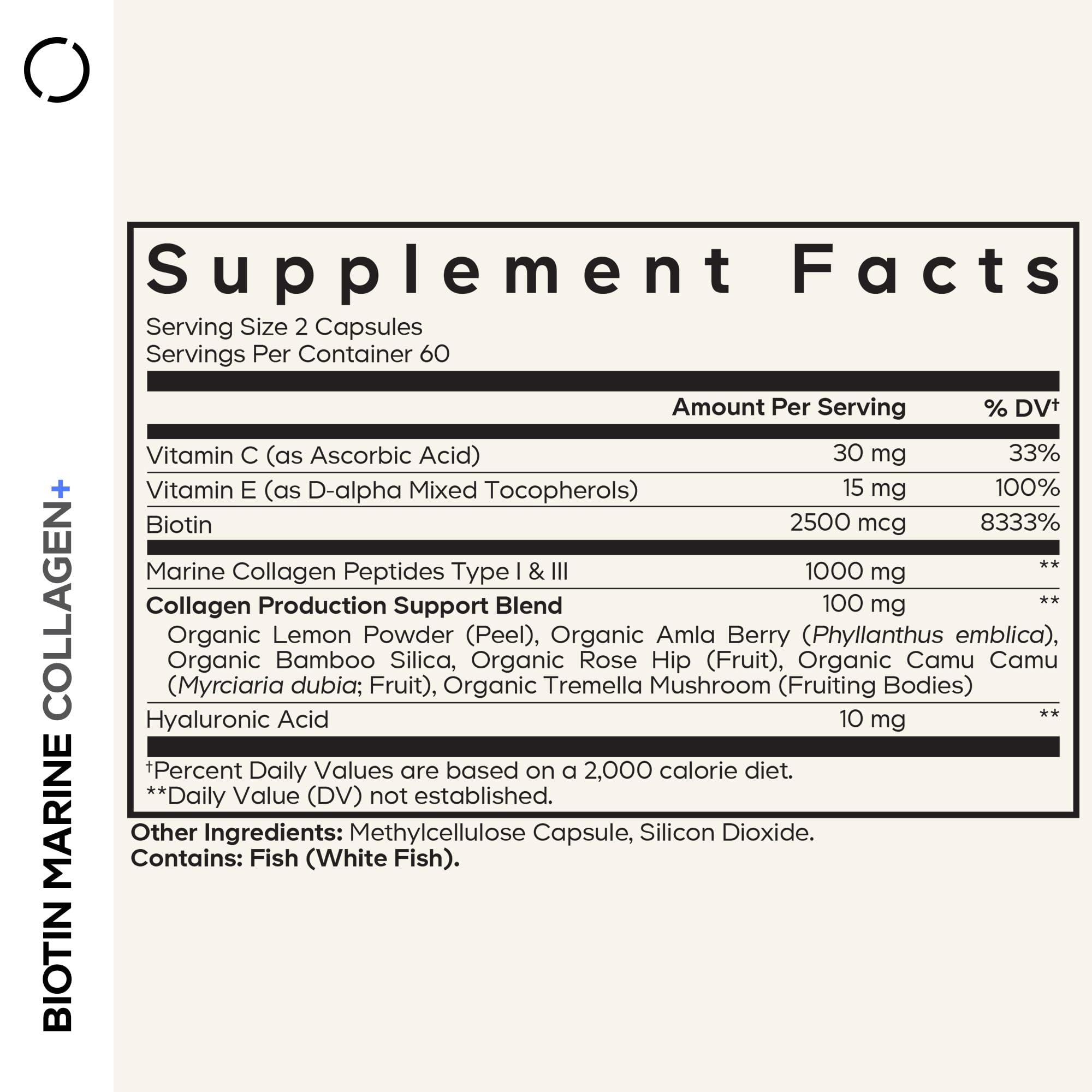 Codeage Biotin Marine Collagen capsules closeup – convenient daily use.