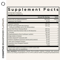 Codeage Brainpower Platinum capsules arranged for comprehensive cognitive support