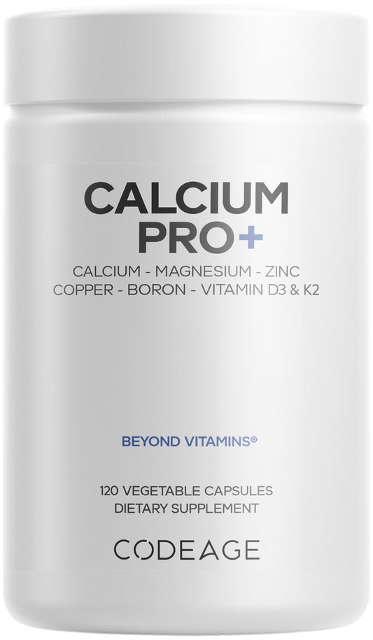 Codeage Calcium Pro+ 250mg bottle for daily mineral intake.