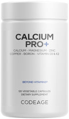 Codeage Calcium Pro+ 250mg bottle for daily mineral intake.