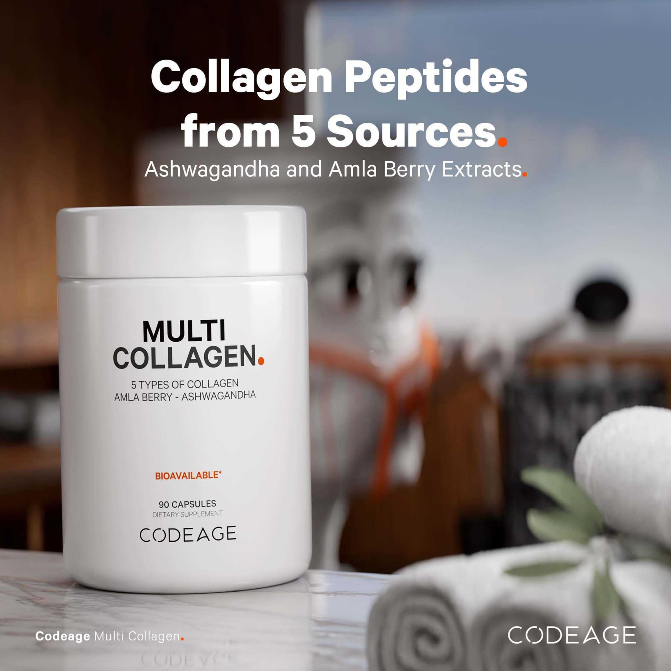 Codeage capsules pouring from bottle for easy intake
