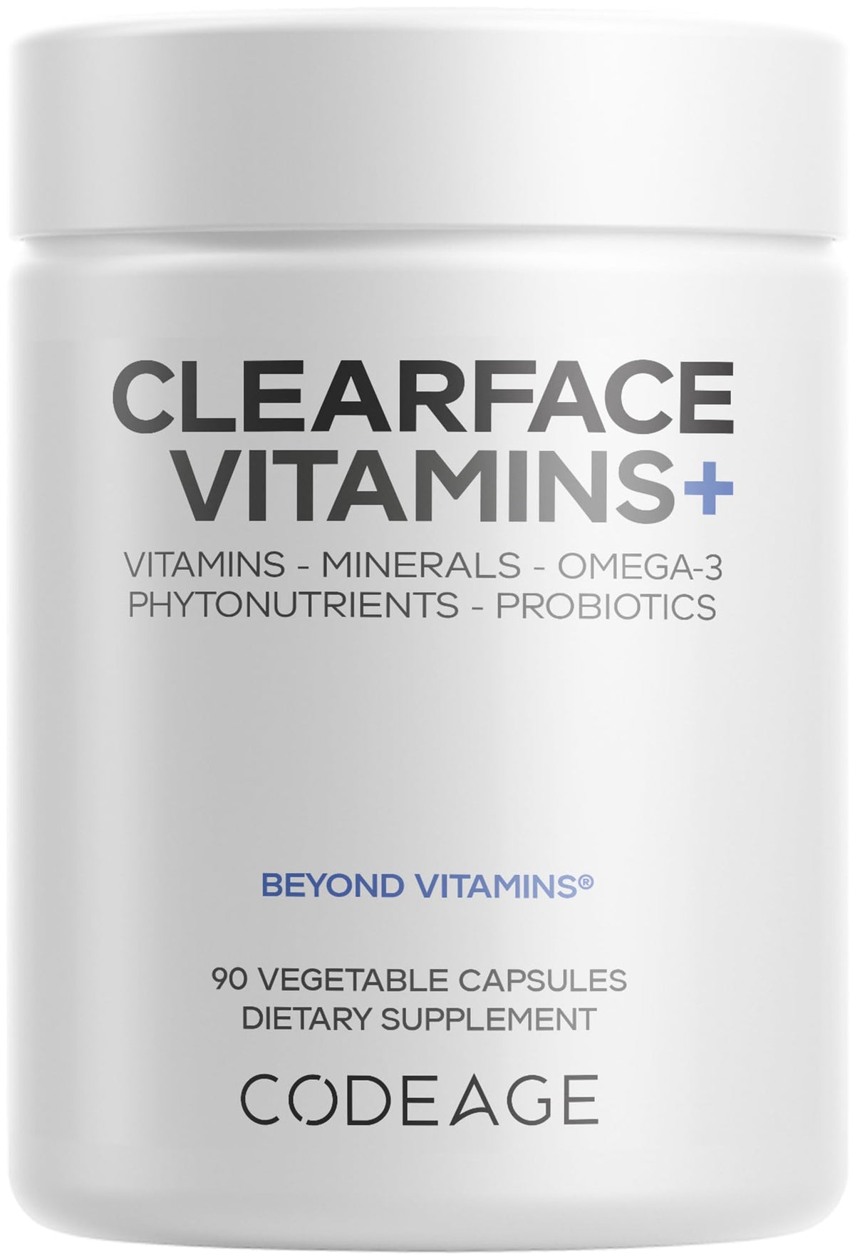 Codeage Clearface bottle front view for daily skin vitamin support