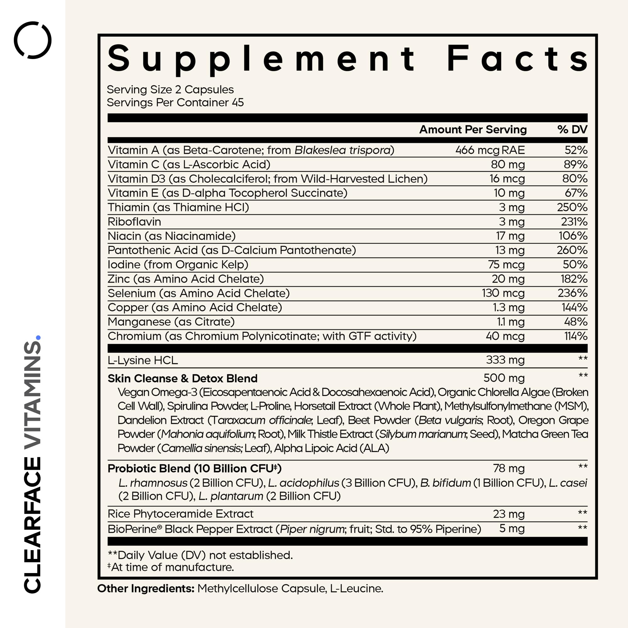 Codeage Clearface pantothenic acid bottle showing essential B vitamins for everyday nutrition