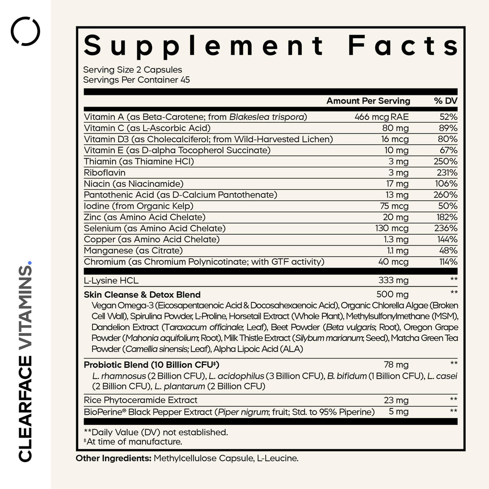 Codeage Clearface pantothenic acid bottle showing essential B vitamins for everyday nutrition