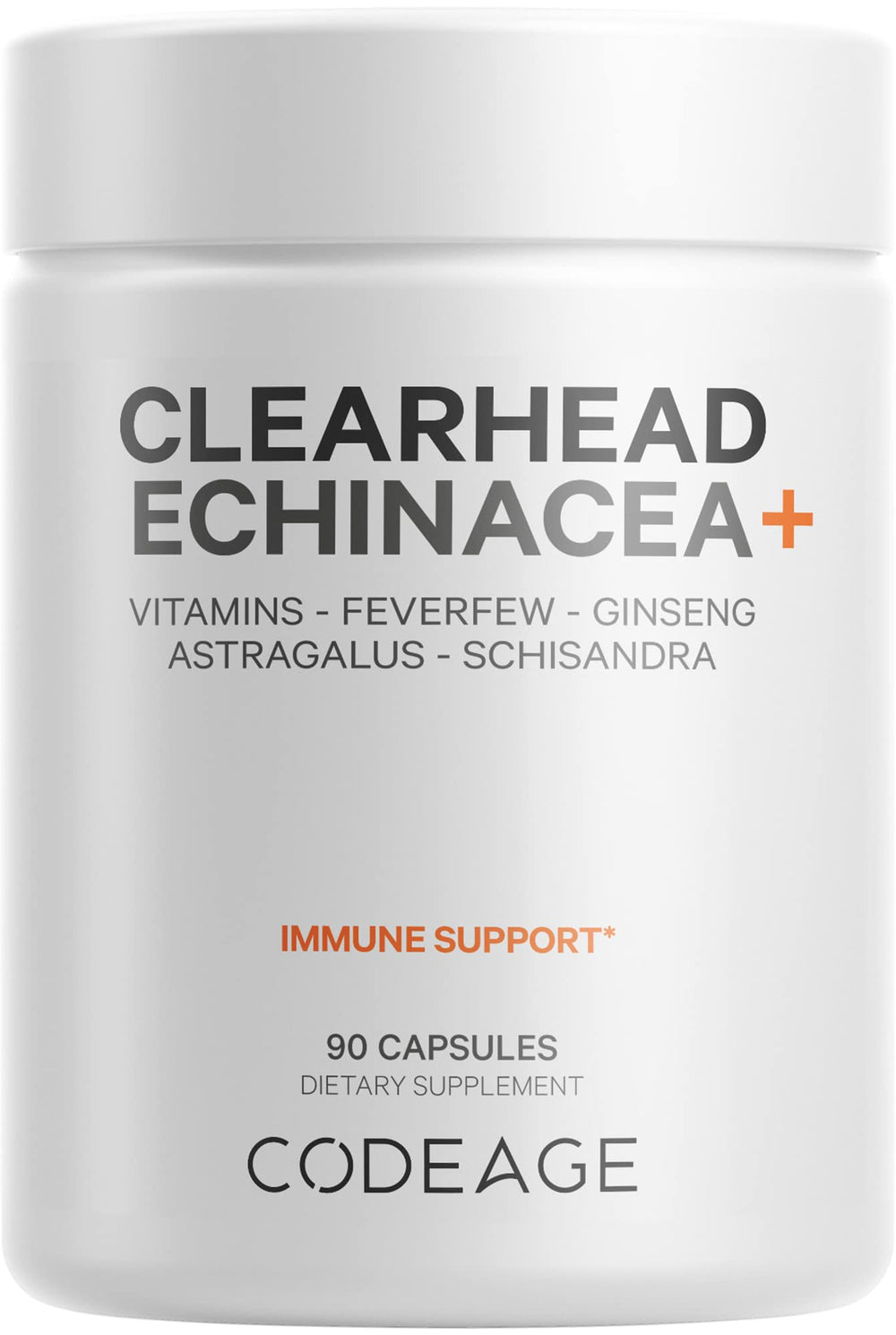 Codeage Clearhead bottle front showing vegan capsules for convenient daily wellness.