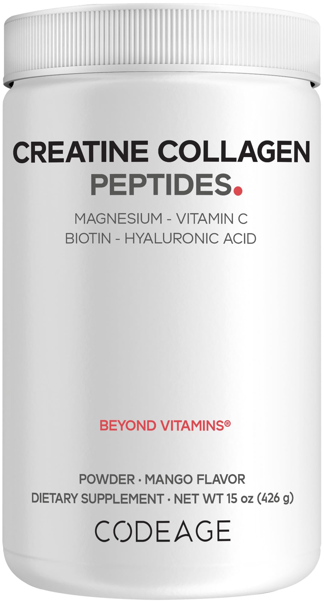 Codeage Creatine Collagen Peptides bottle front view for daily wellness and convenience.