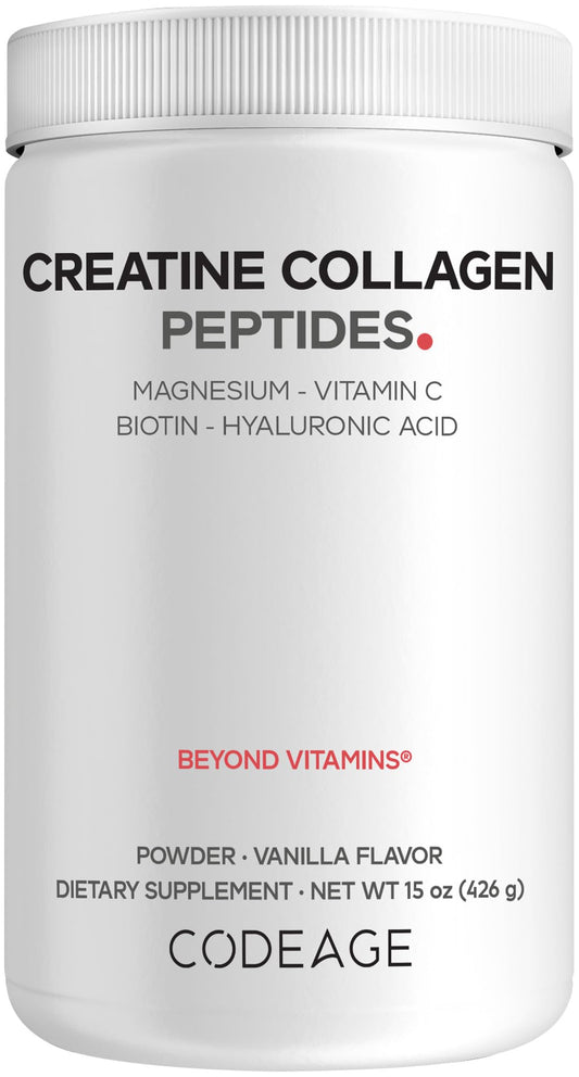 Codeage Creatine Collagen Peptides bottle for daily performance support