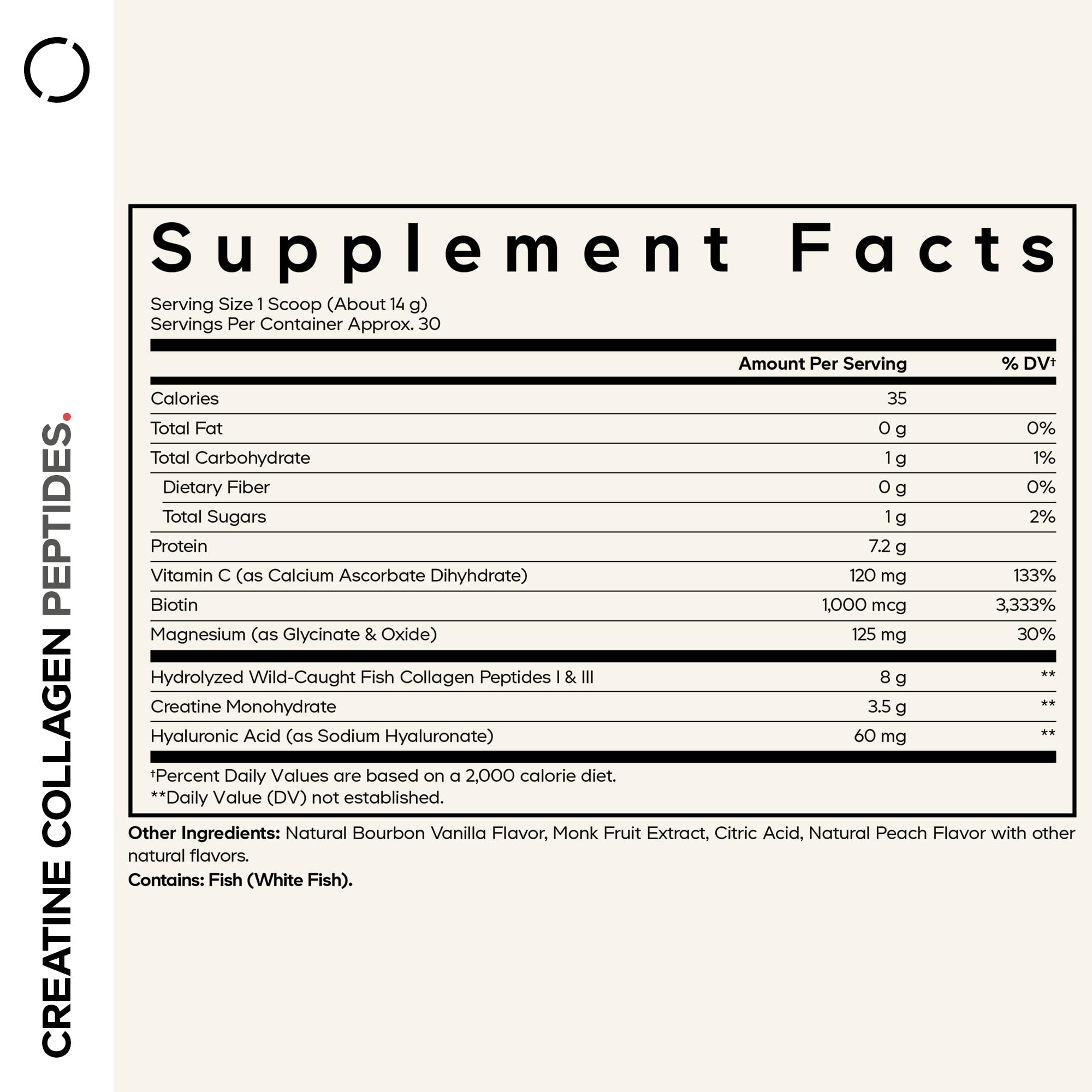 Codeage Creatine Collagen Peptides scoop with powder for quick mixing