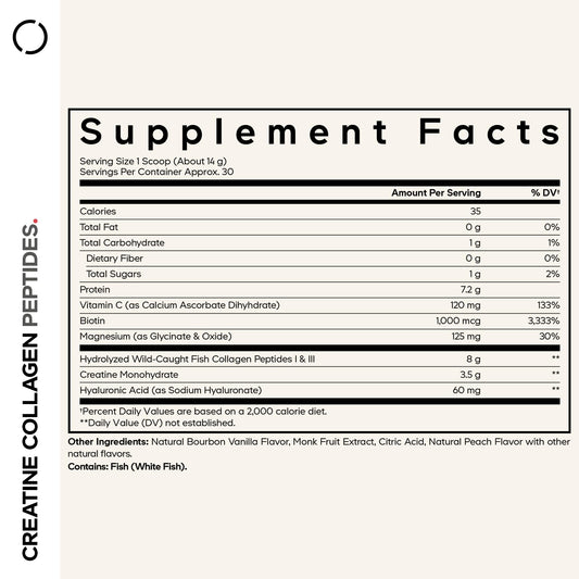 Codeage Creatine Collagen Peptides scoop with powder for quick mixing