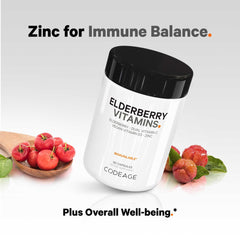 Codeage Elderberry Vitamins vitamin-c-sources depicts dual-source vitamin C for broad support.