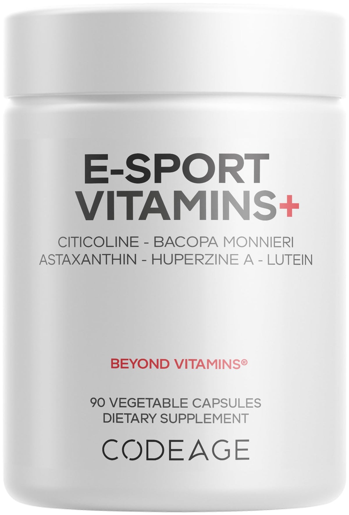 Codeage E-Sport Vitamins+ bottle ready for gaming sessions, suggesting focus potential.