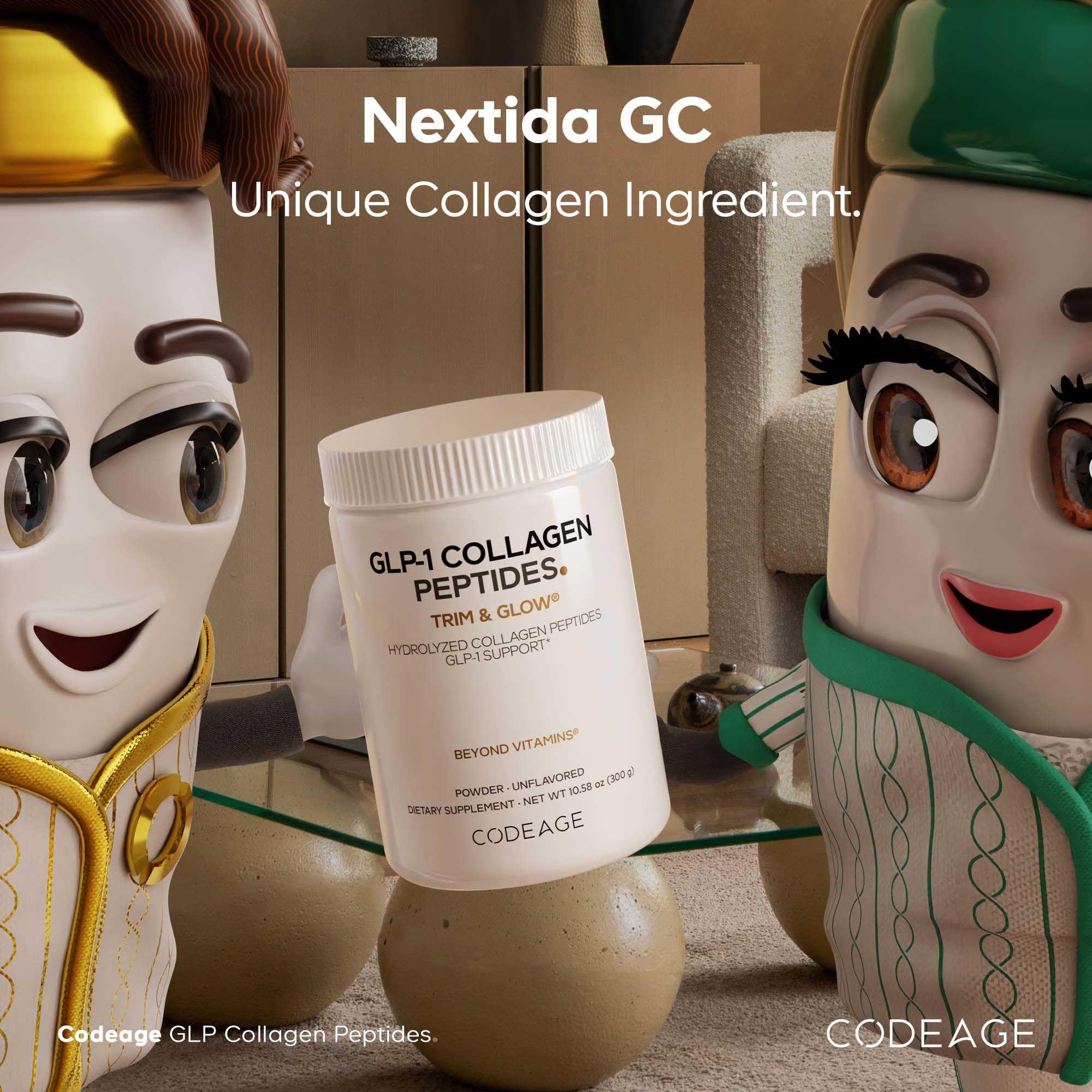 Codeage GLP-1 Collagen Powder dissolving smoothly in water.
