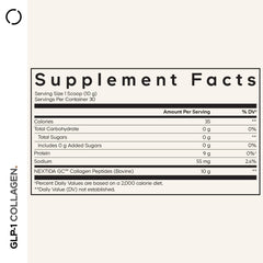 Codeage GLP-1 Collagen Powder scoop next to tub for serving.
