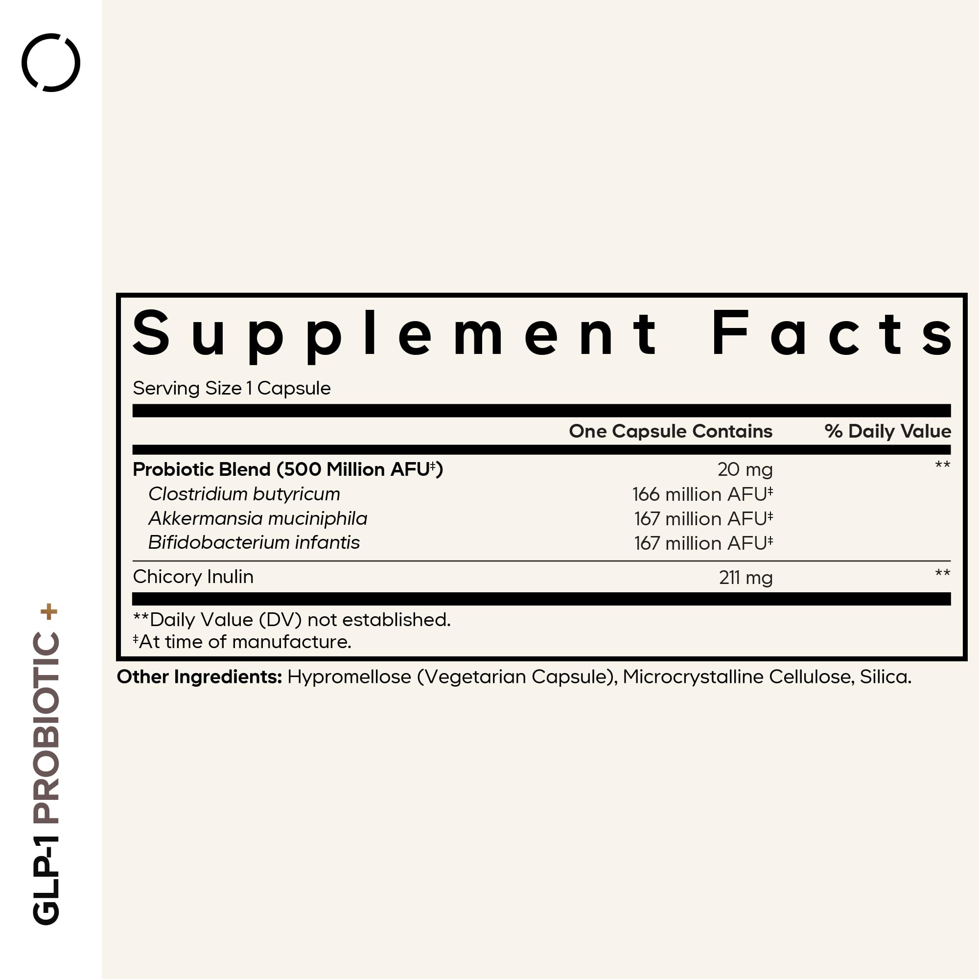 Codeage GLP-1 Probiotic+ front label highlights key ingredients for quick recognition